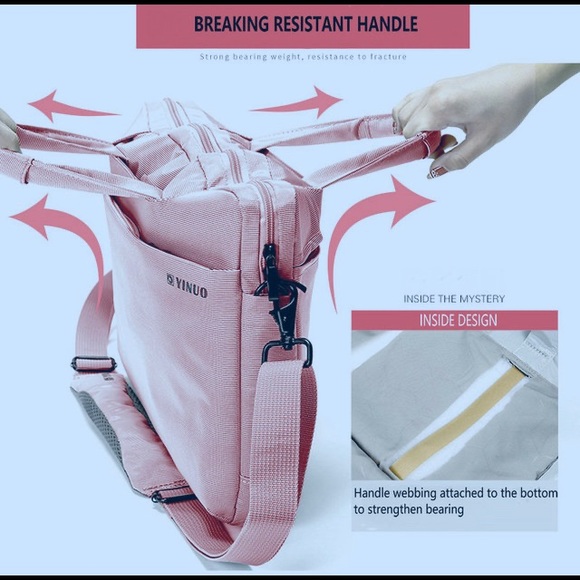 YINUO Blush pink Laptop Bag-NWOT - Picture 3 of 9